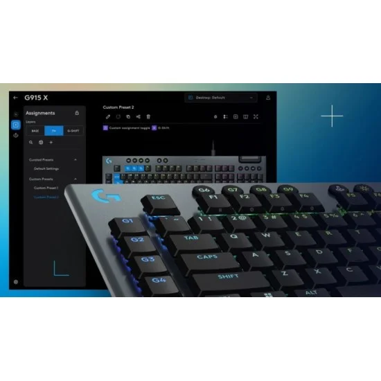 Logitech g915 x wired mechanical gaming keyboard, pbt keycaps, lightsync rgb  - tactile